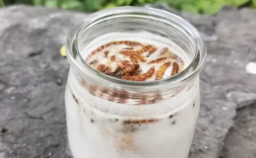 Smoothie fraise banane aux insectes